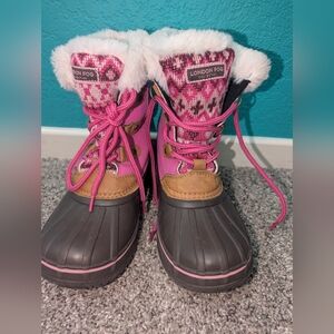London Fog Pink and Brown Snow Boots